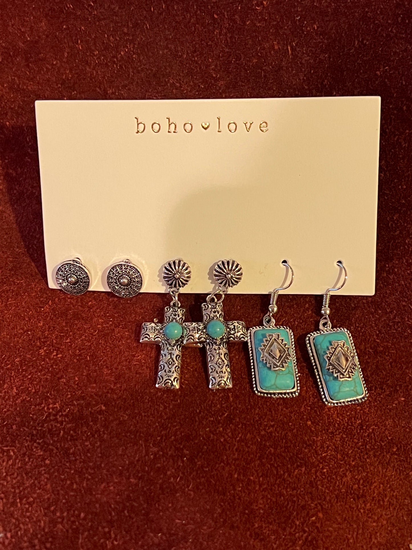 Turquoise Cross Earring Set