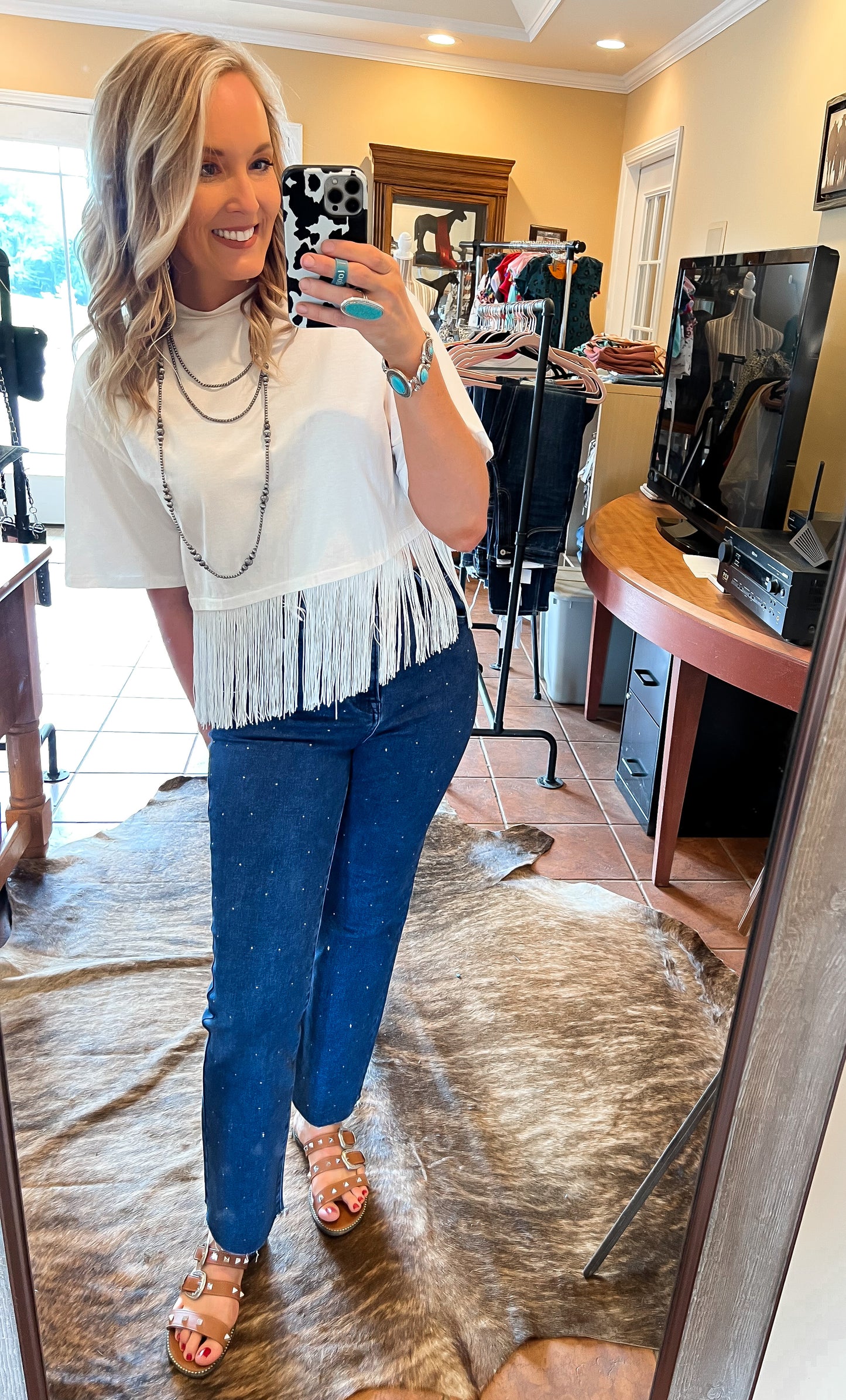 Rhinestone Straight Denim