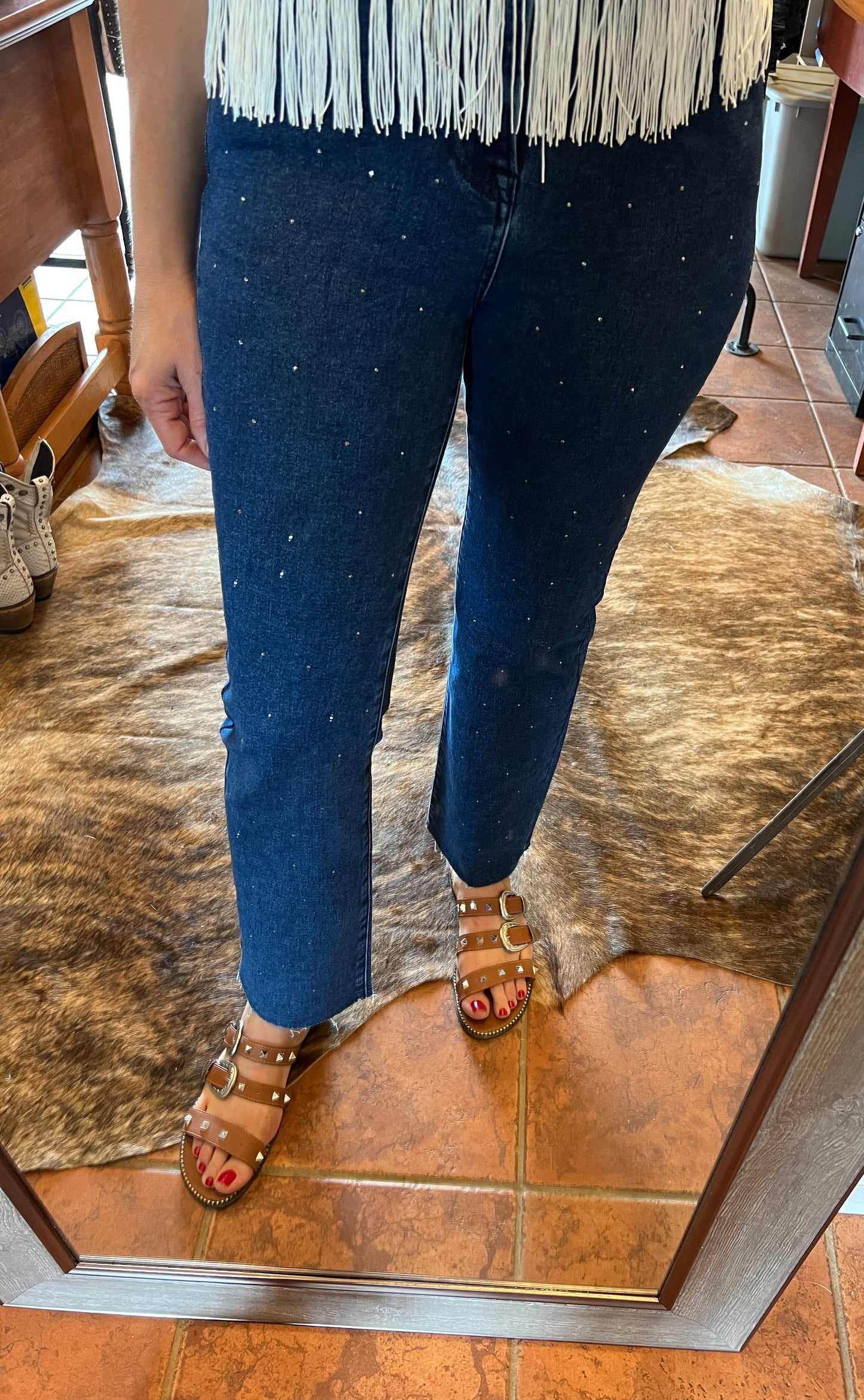 Rhinestone Straight Denim