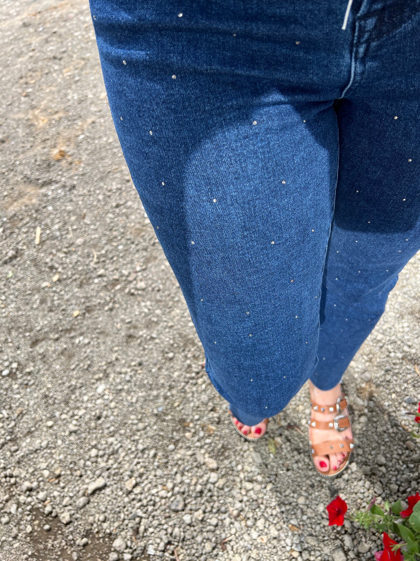 Rhinestone Straight Denim