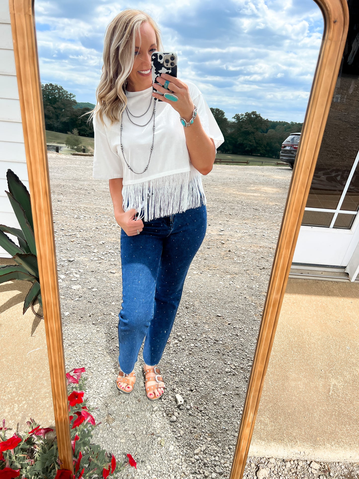 Rhinestone Straight Denim