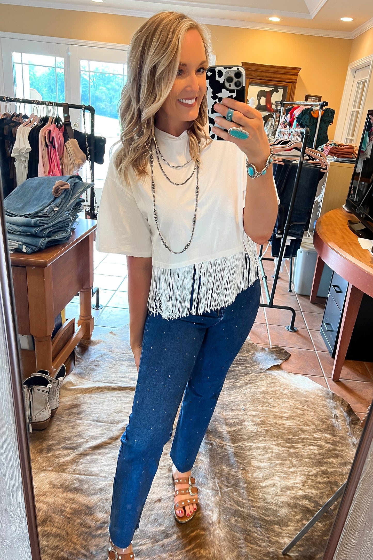 Rhinestone Straight Denim